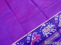 CODE WS457 :Bright Pink kuppadam silk cotton saree with antique zari woven big violet border, zari  buttas all-over, contrast rich patola printed pallu  , Purple silk cotton running blouse