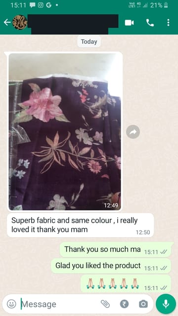 Superb fabric and same colour, i really loved it thank you mam... -Reviewed on 17th APR 2023