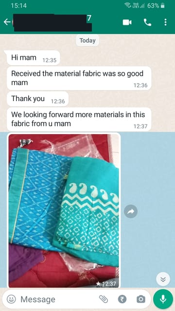 Hi mam, received the material fabric was good mam thank you we looking forward more materials in this fabric from u mam -Reviewed on 7-Jun-2023