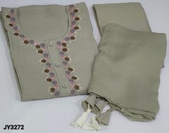 CODE JY3272 : Designer Sober Pastel Grey Pure Premium Linen unstitched Salwar material(thin fabric, lining needed)