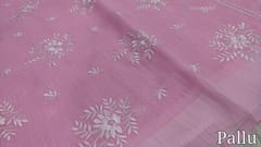 CODE WS622 :Baby pink slub silk cotton saree with cross stitch embroidery work all-over,thread woven borders (thin and light weight ) embroidered pallu and running blouse with thread woven borders