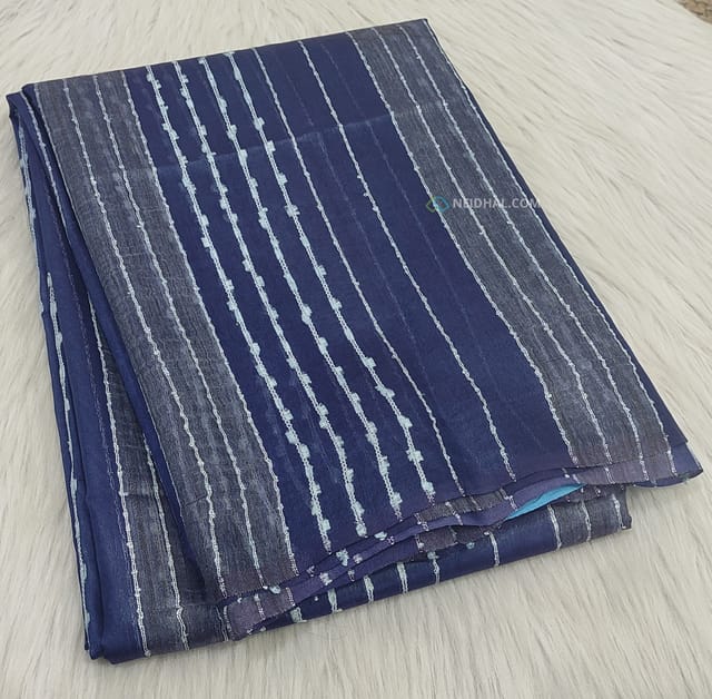 CODE WS633 : Navy blue fancy silk cotton sarees, thread weaving pattern all over saree,contrast thread woven pallu and running plain blouse