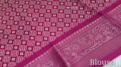 CODE WS812 : Dark pink fancy dola silk saree(silky and light weight ),fancy zari woven double side borders, abstract floral prints all over, printed pallu , running printed blouse with borders.