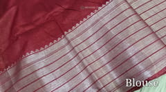 CODE WS826 : Reddish maroon bandhani printed fancy silk cotton saree with silver zari woven double side borders, zari woven and printed pallu,running blouse with borders.