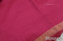 CODE WS840 :  Dark pink semi tussar saree (soft and lightweight ) vertical gold zari lines all over saree, tissue borders on both sides , sequence and thread work pallu with tassels, plain running blouse with gold tissue borders.