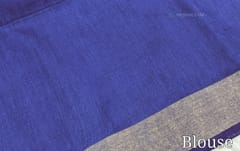 CODE WS841 :  Navy blue semi tussar saree (soft and lightweight ) vertical gold zari lines all over saree, tissue borders on both sides , sequence and thread work pallu with tassels, plain running blouse with gold tissue borders.