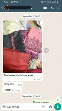 Madam material received very nice thank you-Reviewed on 19- SEP-2023