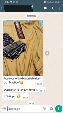 Received today beautiful color combination dupatta too lengthy loved it, Thank you-Reviewed on 26- SEP-2023