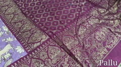 CODE WS954 : Mauve art silk saree (lightweight and flowy) gold foil printed saree, pichwai prints all over, foil printed pallu and running blouse with foil printes.