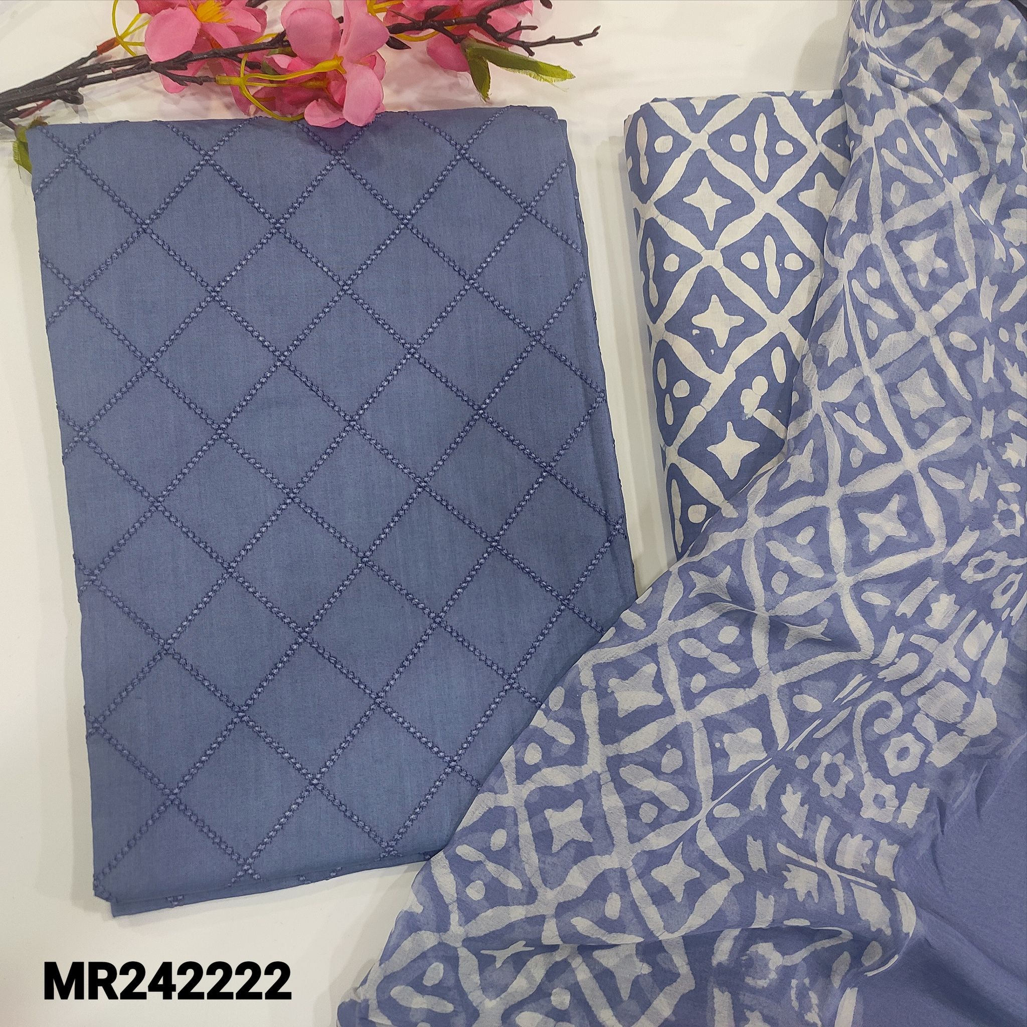 CODE MR242210 : Purple pure soft cotton unstitched salwar material