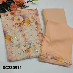 SUPER SAVER COMBO 2: Light Bluish Green Fancy Soft Silk Cotton & Pastel Pink Semi Linen unstitched Salwar material (INHY18 & DC230911)
