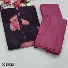 SUPER SAVER COMBO 1: Dark Purple Fancy Silk Cotton  & Black Semi Linen cotton unstitched Salwar materials (OC23222 & NV231626)