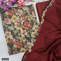 SUPER SAVER COMBO 12 : Greyish Lavender Fancy Tissue Silk Cotton & Black Floral Printed Fancy Tissue Silk Cotton Unstitched Salwar material  (INHY19 & D203)