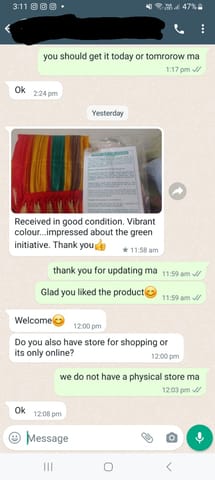Received in good condition. vibrant color impressed about the green initiative. Thank you- Reviewed on 12 APR-2024