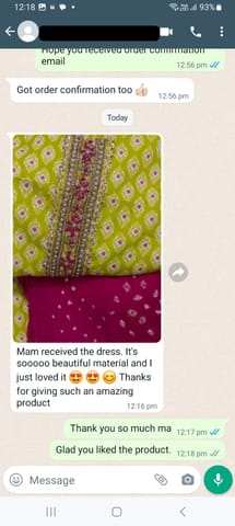 Mam received the dress. It's soooooo beautiful material and i just love it. Thanks for giving such an amazing product- Reviewed on 27 APR-2024
