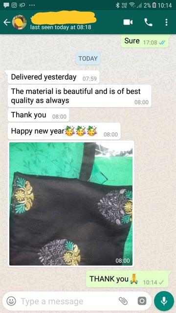 The material is beautiful and is of best quality as always. Thank you. Happy new year. - Reviewed on 01-Jan-2019