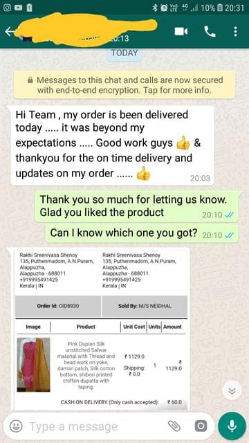 My order is been delivered today. it was beyond my exceptions. Good work guys, thank you for the on time delivery and updates on my order. - Reviewed on 14-Jan-2019