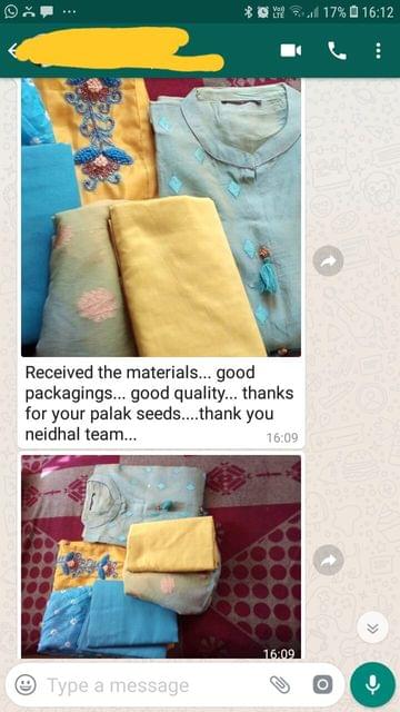 Received the materials... Good.. Packing.. Good quality.. Thanks for your palak seeds.. Thank you, Neidhal team.  - Reviewed on 11-Feb-2019