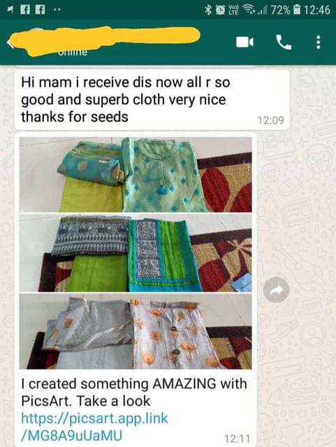 I received this now all so good... And superb cloth very nice... Thanks for seeds... I created something amazing with pictures art... Take a look.  -Reviewed on 04-Mar-2019