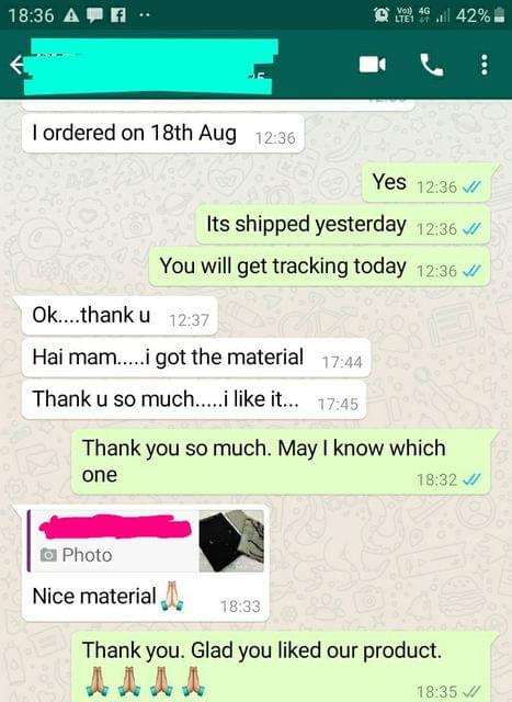 I got the material... Thank you so much... I like it... Nice material. -Reviewed on 20-Aug-2019